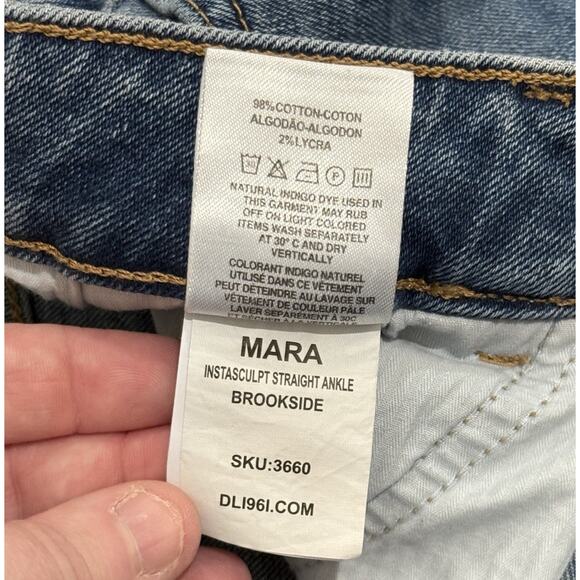 DL1961 Mara Instasculpt Straight Ankle Jeans Womens 30 Brookside Two Tone Frayed - Picture 7 of 13